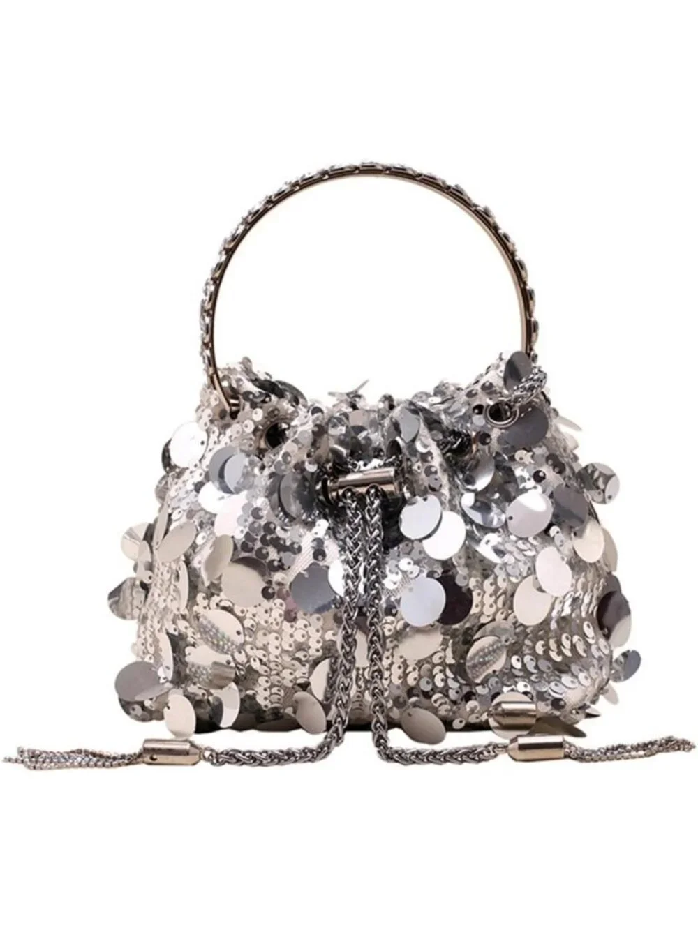 Sparkly Sequin Clutch Purse with Glitter & Tassel - Evening Handbag for Party
